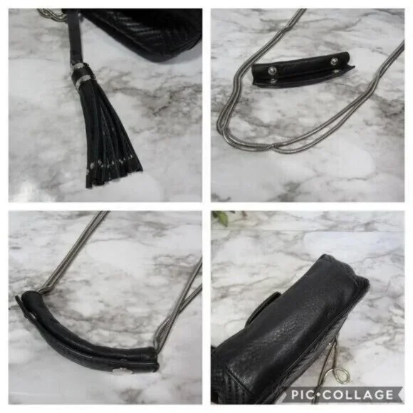 BCBGMaxAzria Bag BlackCrossbody Quilted Chain Purse Leather - Picture 8 of 13